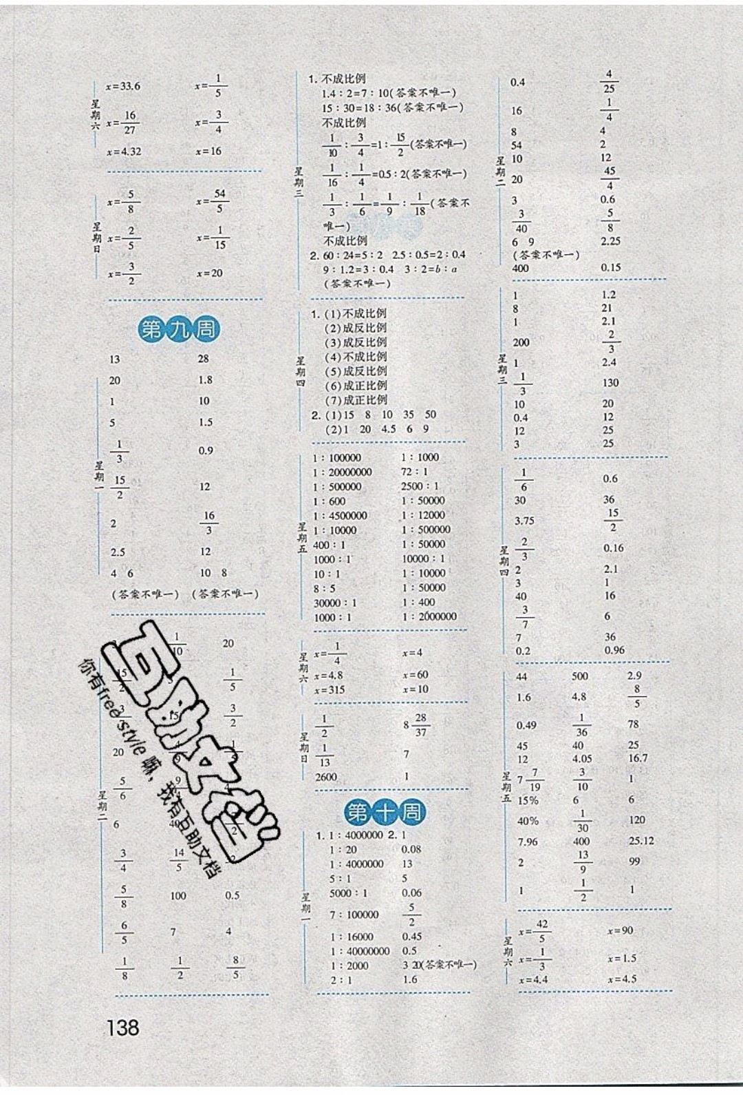 經(jīng)綸學(xué)典2020年口算達人六年級下冊數(shù)學(xué)青島版參考答案