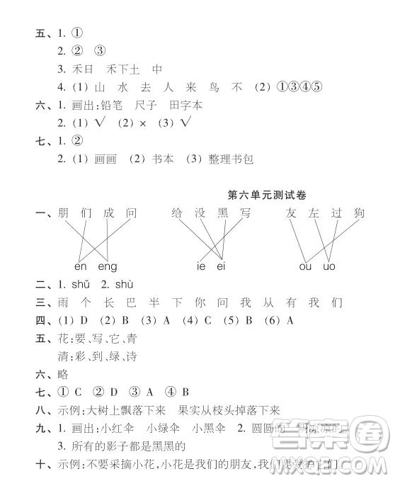 2019-2020時(shí)代學(xué)習(xí)報(bào)語文周刊統(tǒng)編版一年級(jí)上學(xué)期試卷答案