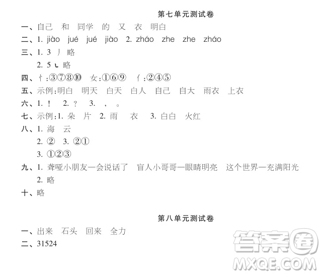 2019-2020時(shí)代學(xué)習(xí)報(bào)語文周刊統(tǒng)編版一年級(jí)上學(xué)期試卷答案