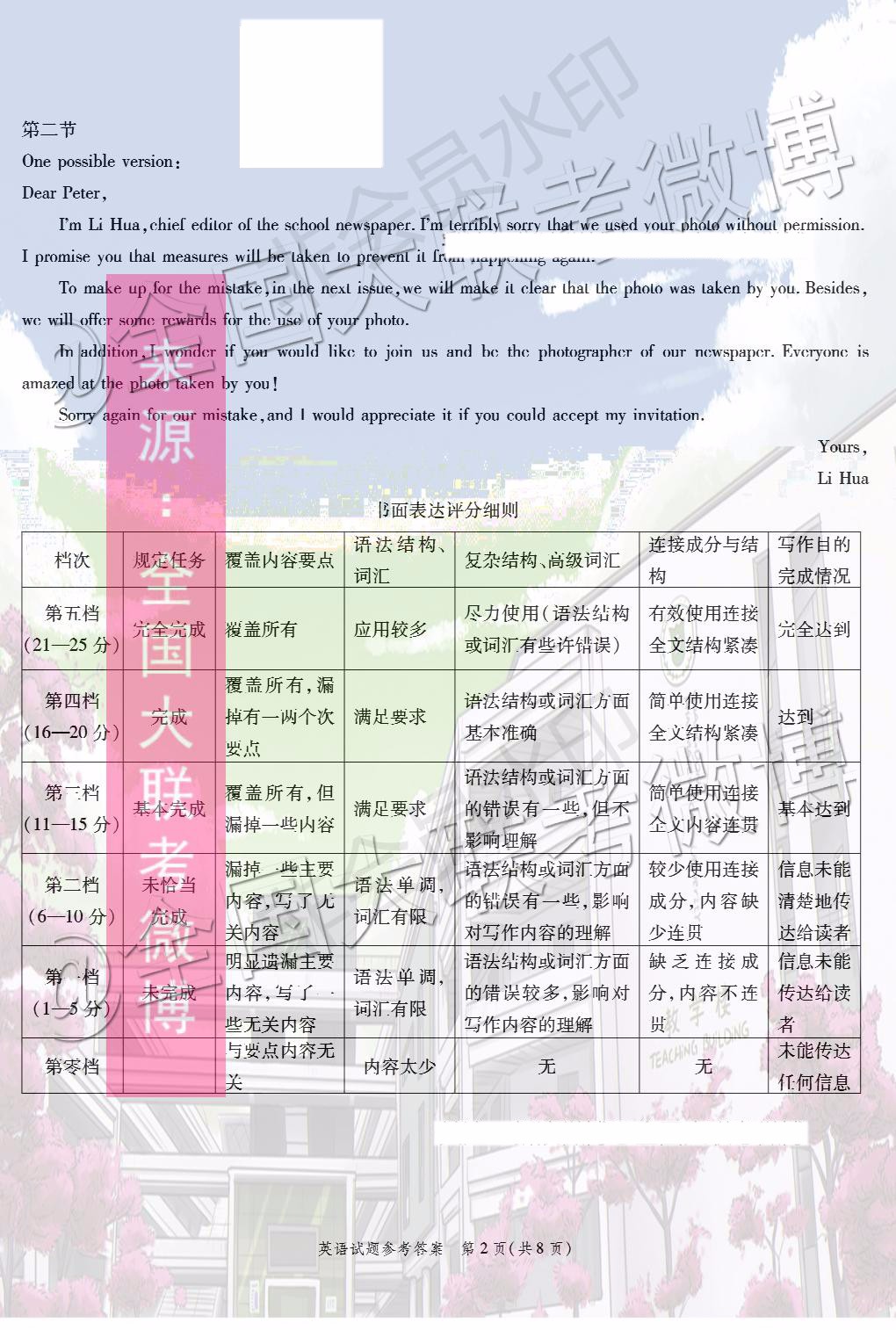 四省八校2020屆高三第三次教學(xué)質(zhì)量檢測考試英語答案