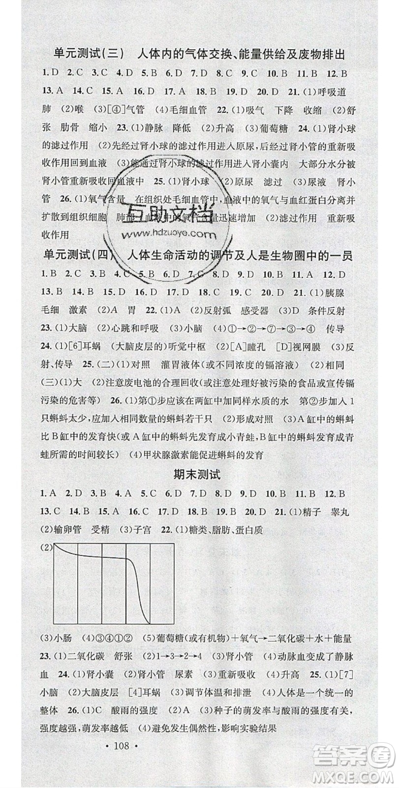 2020年春名校課堂七年級(jí)生物下冊(cè)蘇教版答案