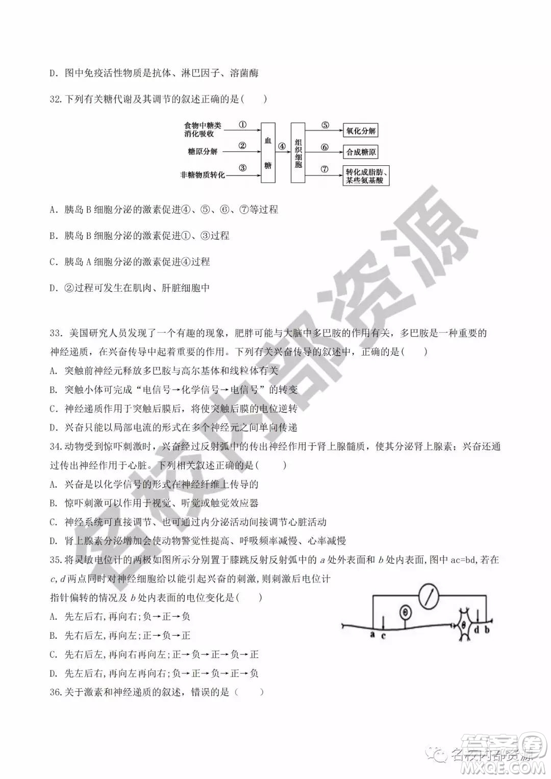 哈六中2019—2020學年度高三上第三次調(diào)研考試生物試卷及答案