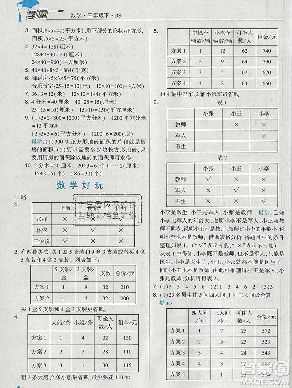 寧夏人民教育出版社2020春經(jīng)綸學(xué)典學(xué)霸三年級(jí)數(shù)學(xué)下冊(cè)北師版答案