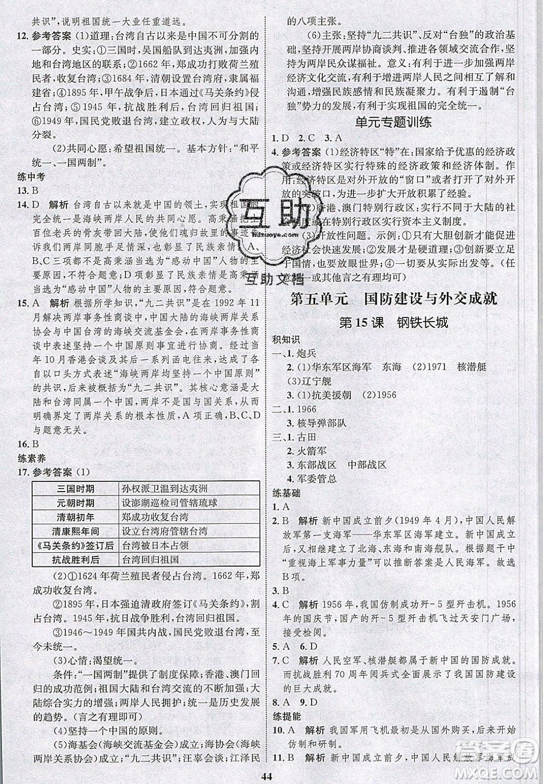 志鴻優(yōu)化系列叢書2020初中同步學考優(yōu)化設計八年級歷史下冊人教版答案