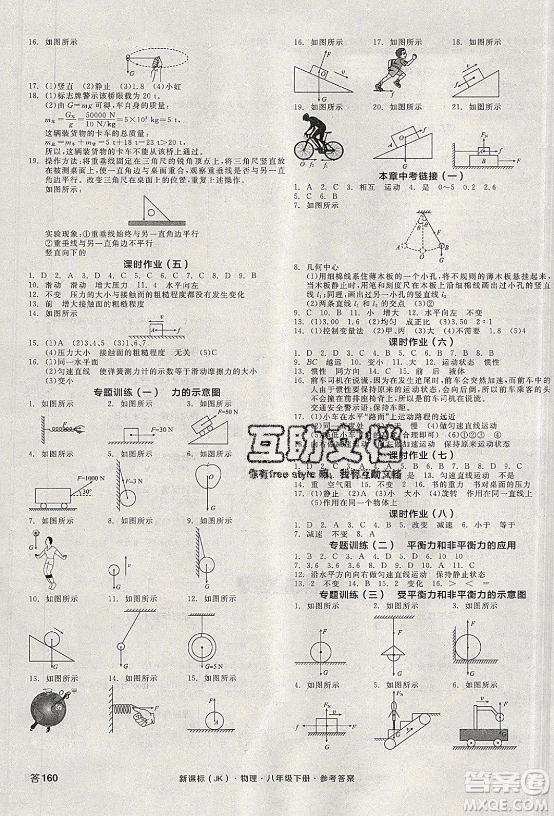 陽光出版社2020年全品學(xué)練考物理八年級下冊新課標(biāo)JK教科版答案