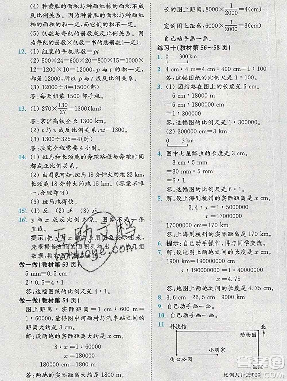 2020春全易通小學(xué)數(shù)學(xué)六年級下冊人教版河北專版答案