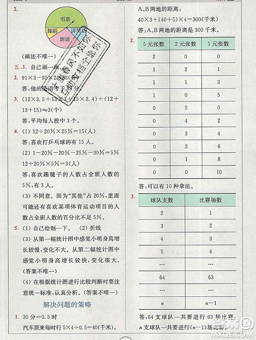 2020春全易通小學數(shù)學六年級下冊北師版答案