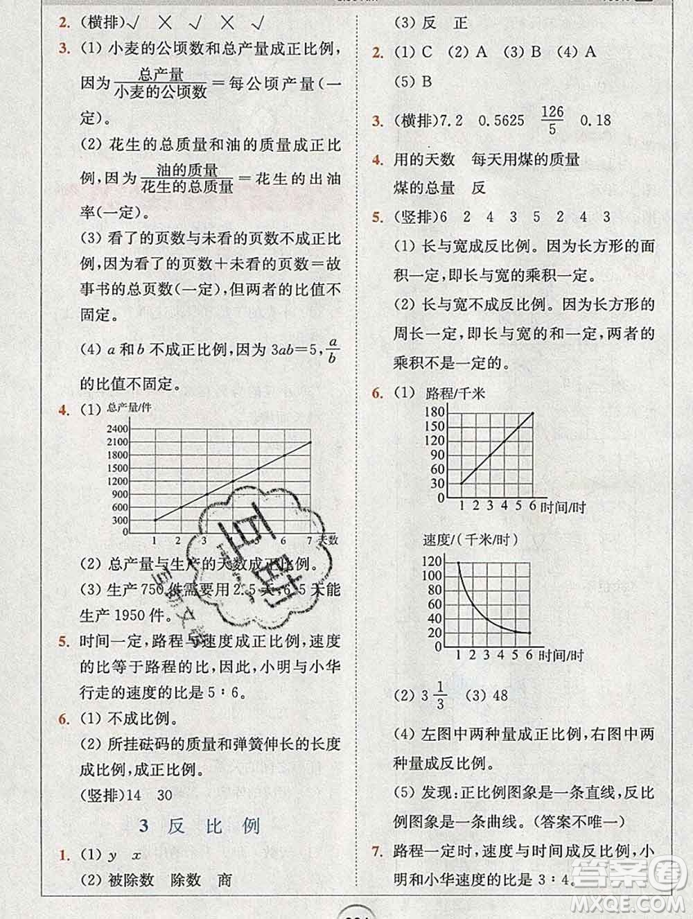 2020春全易通小學數(shù)學六年級下冊北師版答案