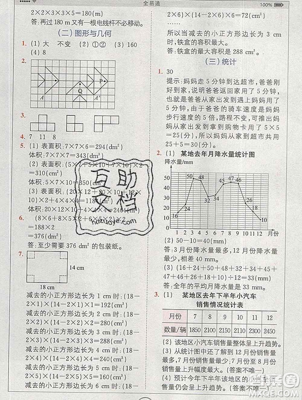 2020春全易通小學(xué)數(shù)學(xué)五年級(jí)下冊(cè)人教版河北專版答案