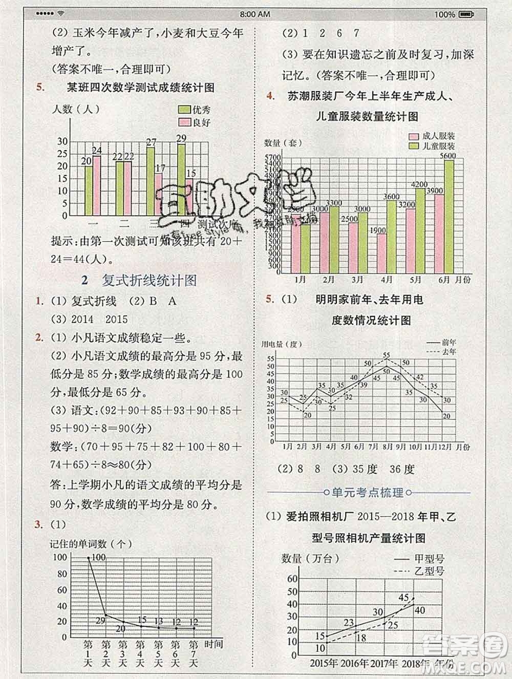 2020春全易通小學(xué)數(shù)學(xué)五年級下冊青島版答案