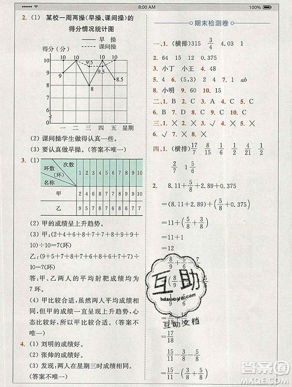 2020春全易通小學(xué)數(shù)學(xué)五年級下冊青島版答案