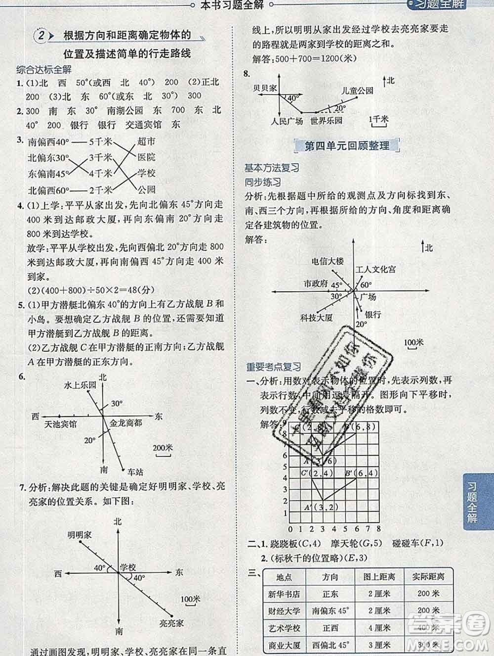 2020春小學教材全解五年級數學下冊青島版六三制答案