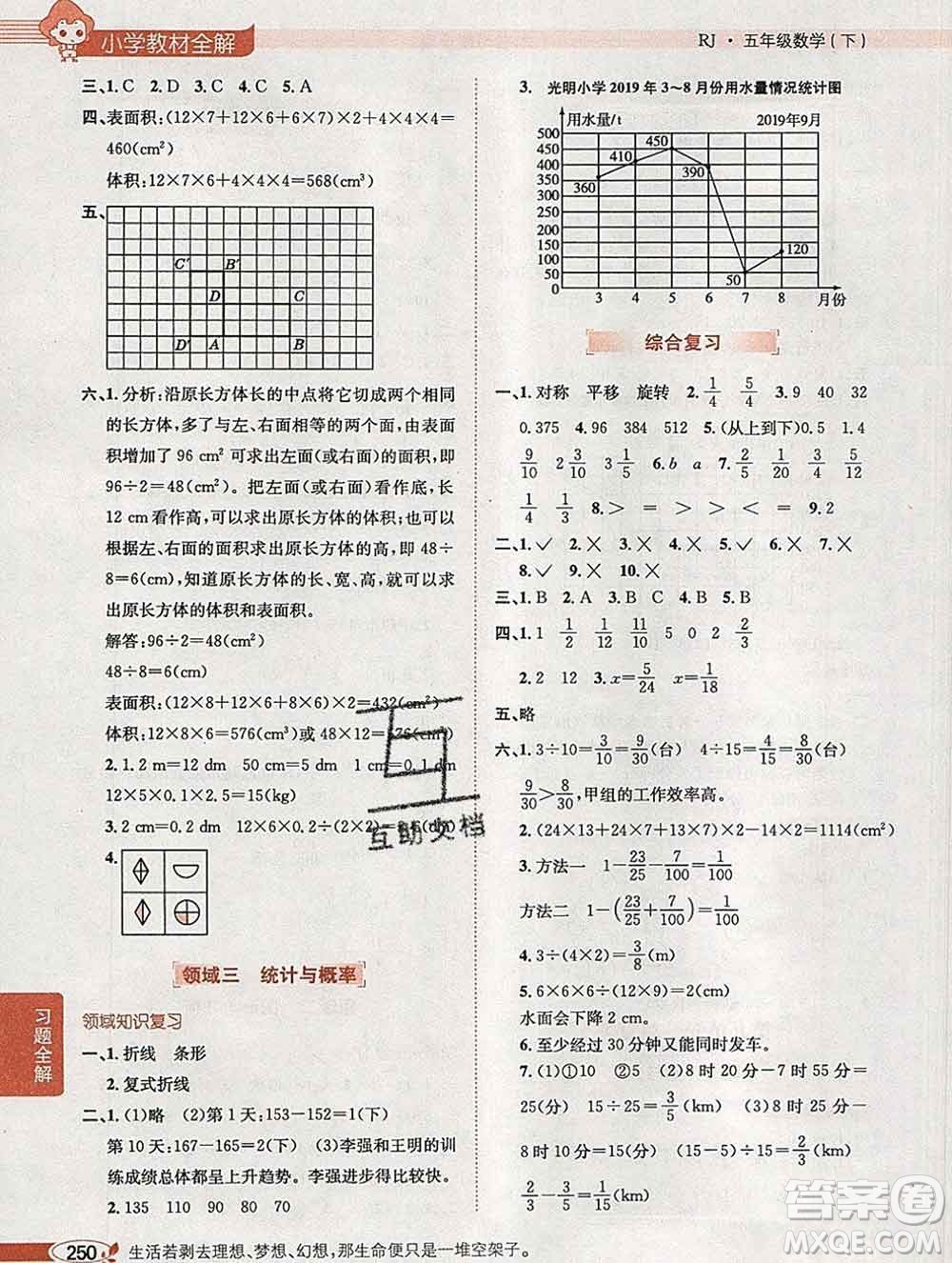 2020春小學(xué)教材全解五年級數(shù)學(xué)下冊人教版廣東專用答案