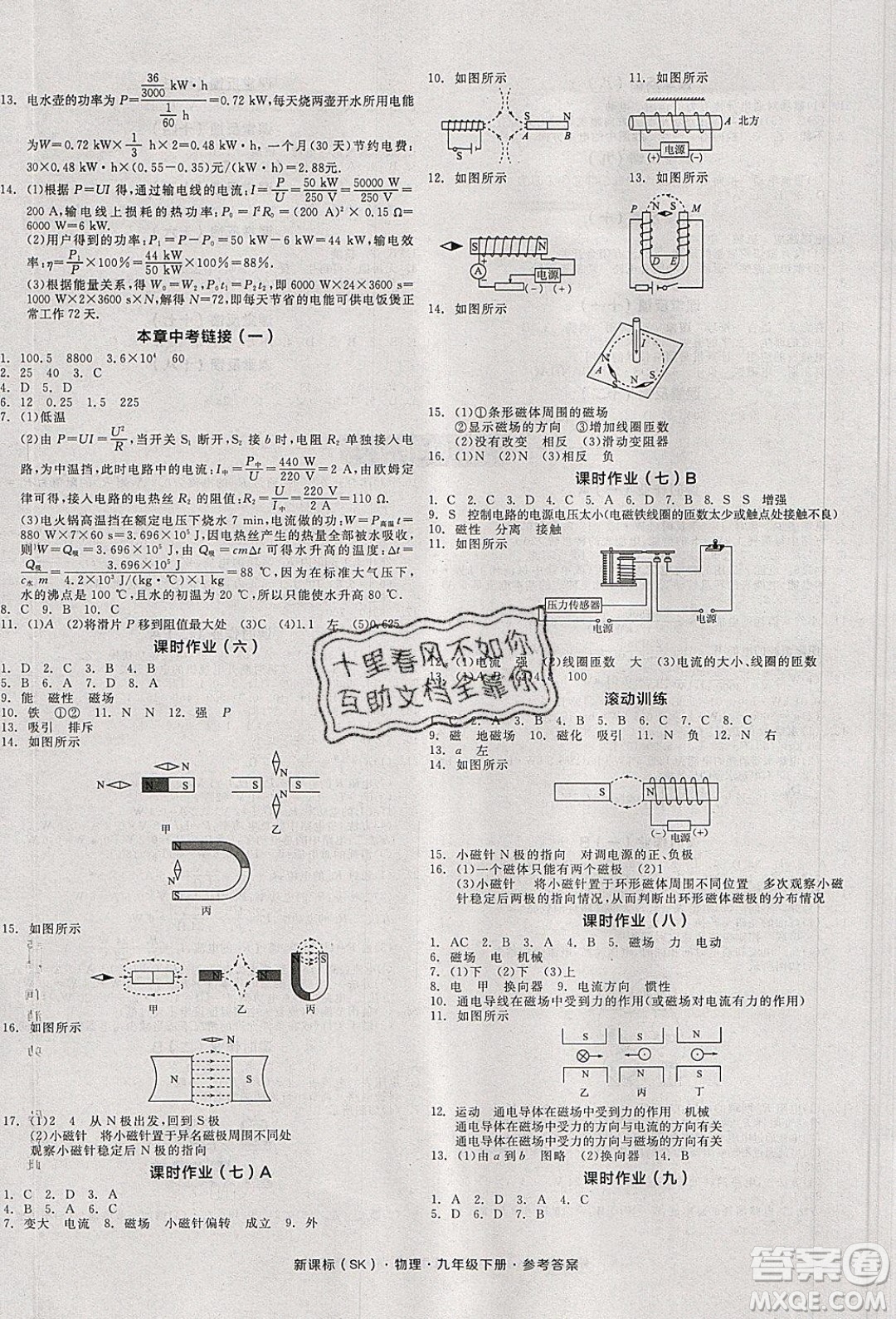 陽光出版社2020年全品學(xué)練考物理九年級(jí)下冊(cè)新課標(biāo)SK蘇科版答案