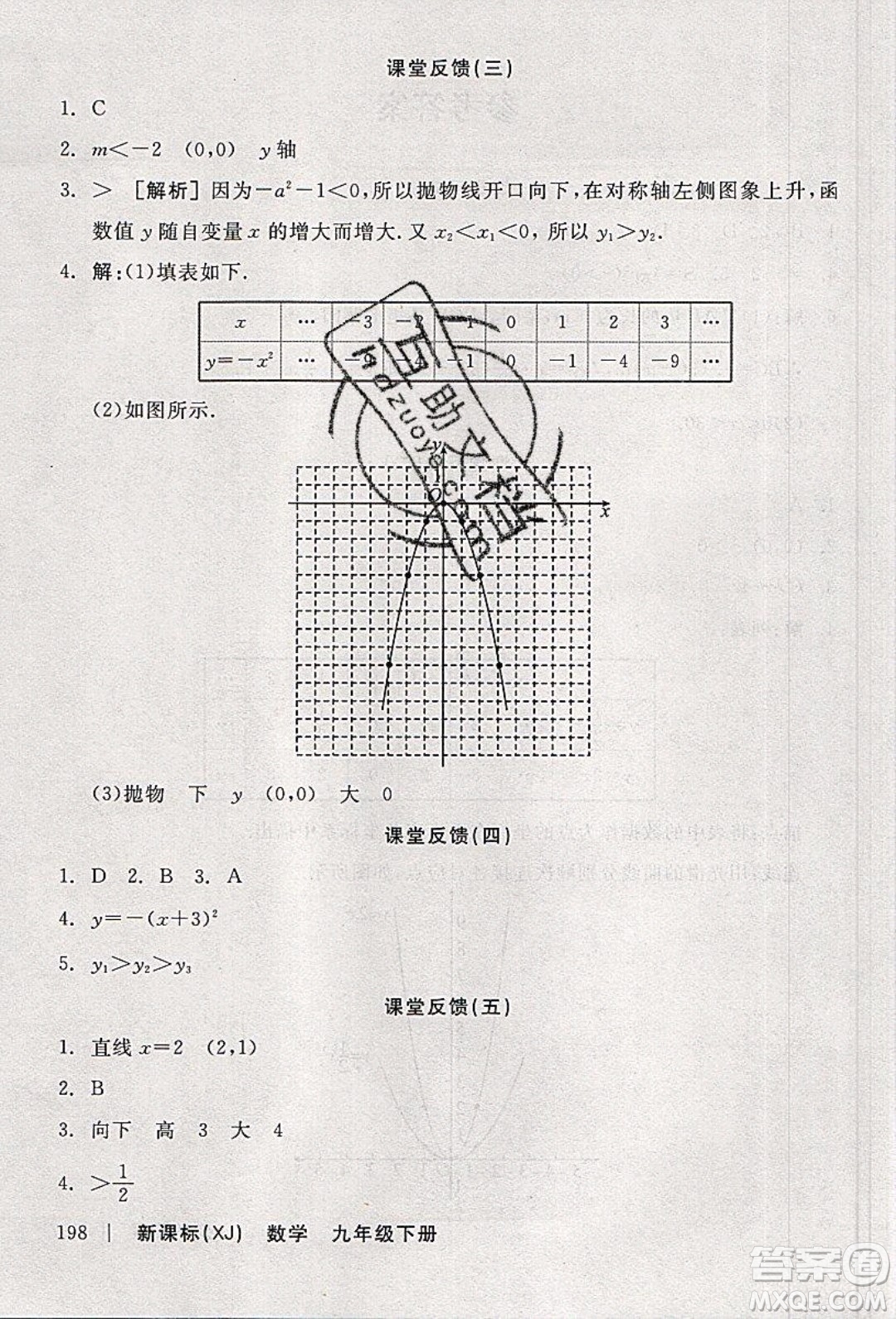 陽(yáng)光出版社2020年全品學(xué)練考數(shù)學(xué)九年級(jí)下冊(cè)新課標(biāo)XJ湘教版答案