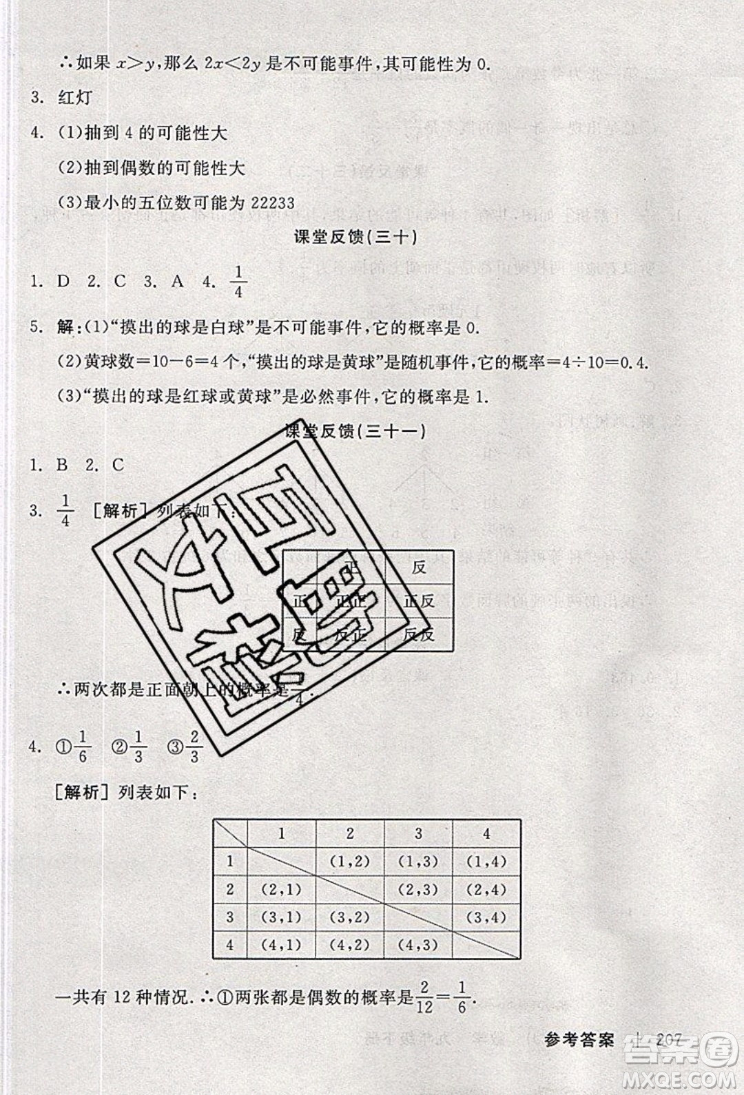 陽(yáng)光出版社2020年全品學(xué)練考數(shù)學(xué)九年級(jí)下冊(cè)新課標(biāo)XJ湘教版答案