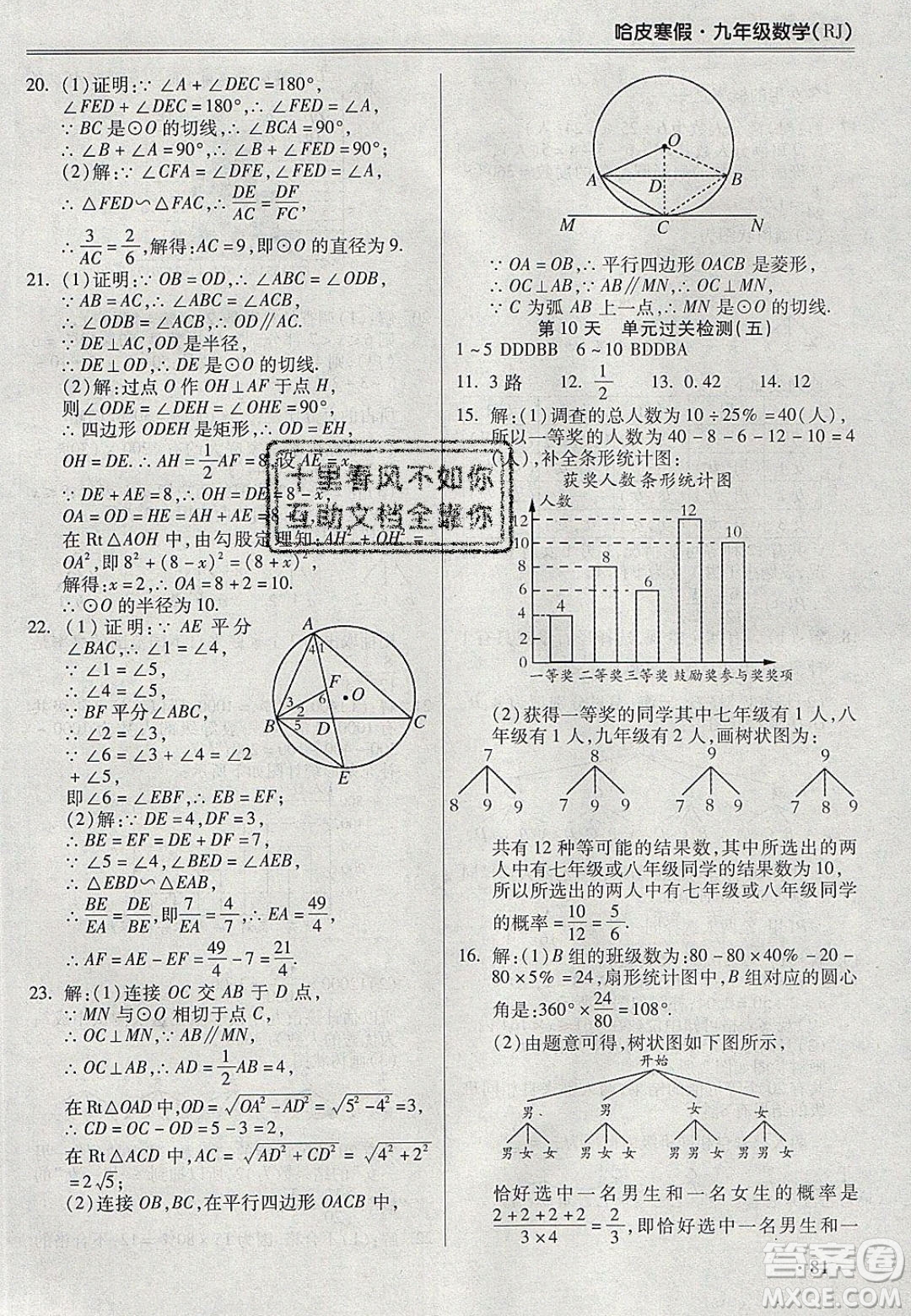 合肥工業(yè)大學(xué)出版社2020哈皮寒假九年級數(shù)學(xué)人教版答案