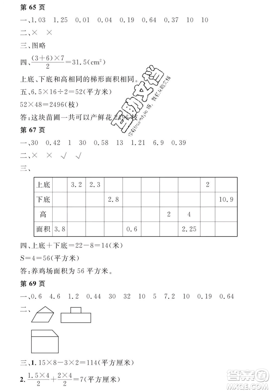 宋春生主編2020陽光假日寒假作業(yè)五年級數(shù)學(xué)人教版答案