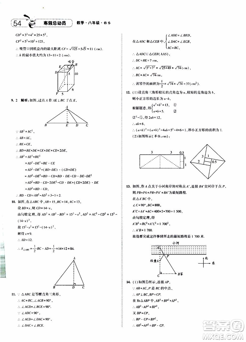 經(jīng)綸學(xué)典2020年寒假總動員數(shù)學(xué)八年級BS北師版參考答案