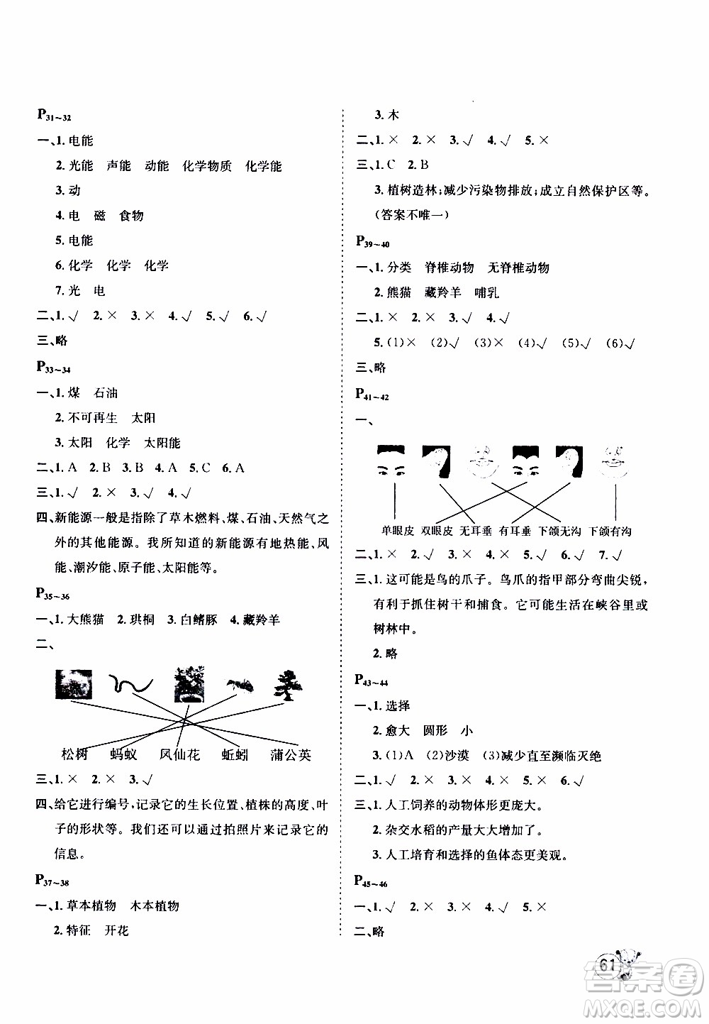 桂壯紅皮書(shū)2020年寒假天地科學(xué)六年級(jí)教科版參考答案