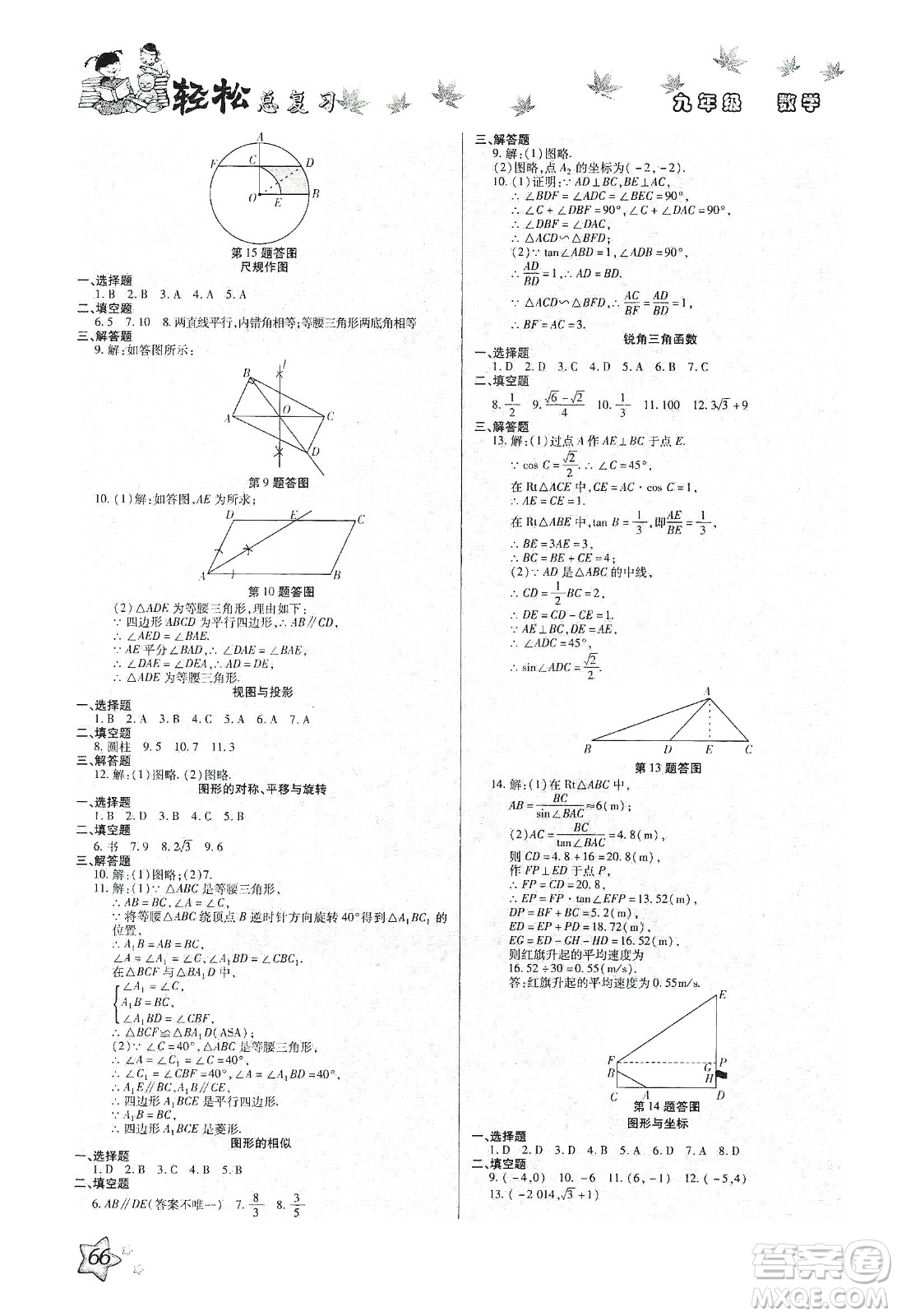 河北科學(xué)技術(shù)出版社2020河北中考輕松總復(fù)習(xí)寒假作業(yè)九年級(jí)數(shù)學(xué)答案