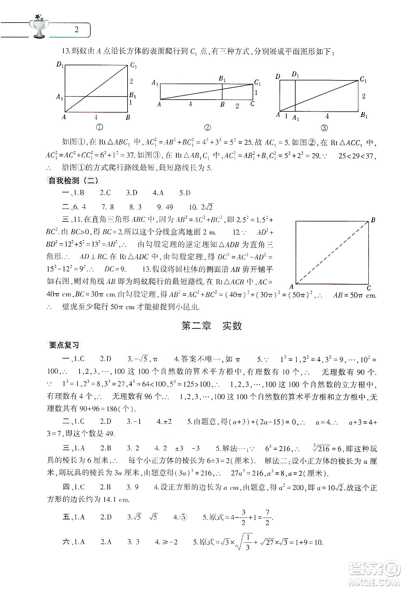 大象出版社2020數(shù)學(xué)寒假作業(yè)本八年級北師大版答案