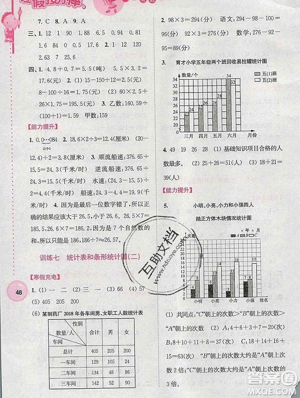 2020年超能學(xué)典寒假接力棒五年級(jí)數(shù)學(xué)江蘇版答案