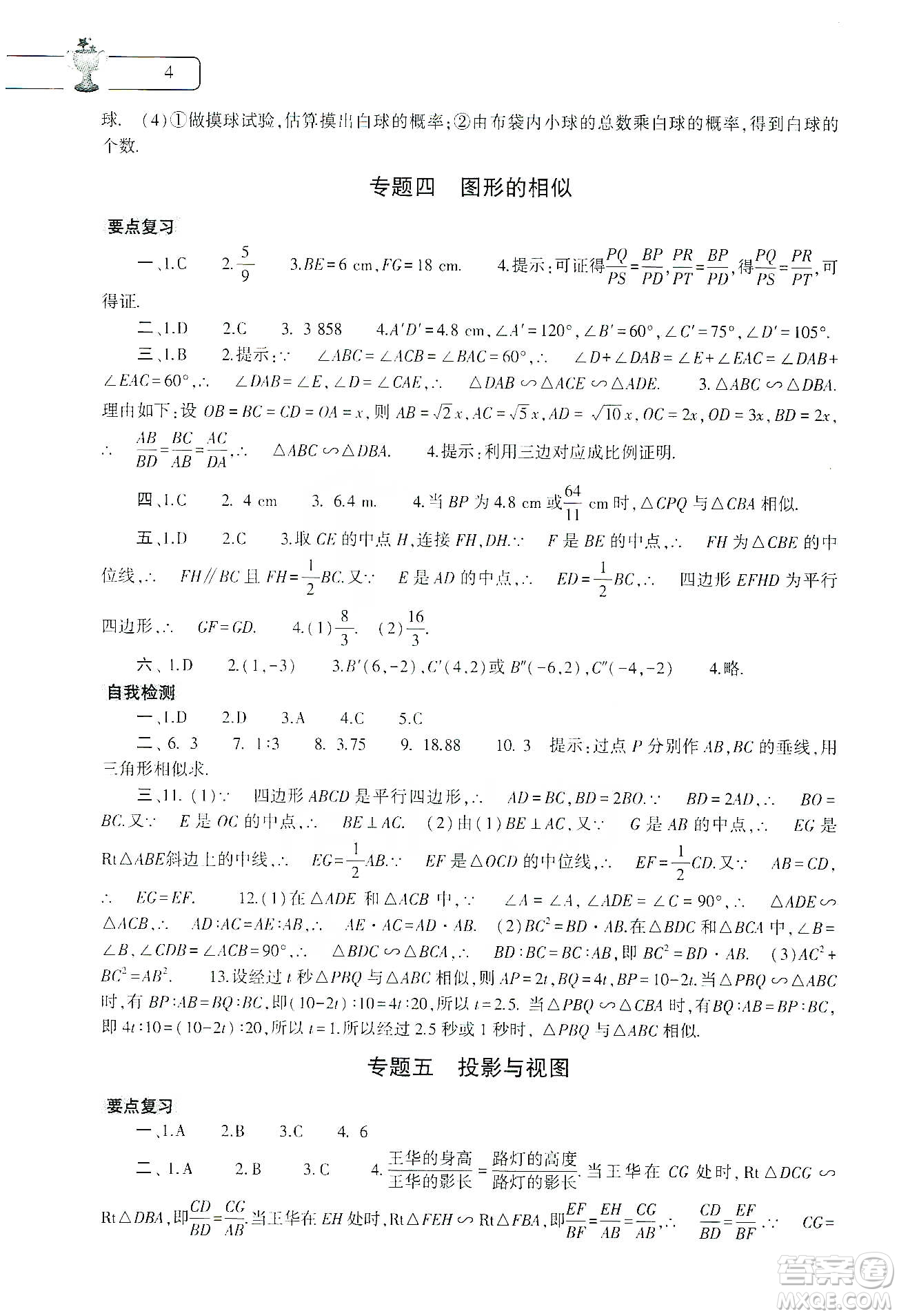 大象出版社2020數(shù)學(xué)寒假作業(yè)本九年級(jí)通用版答案