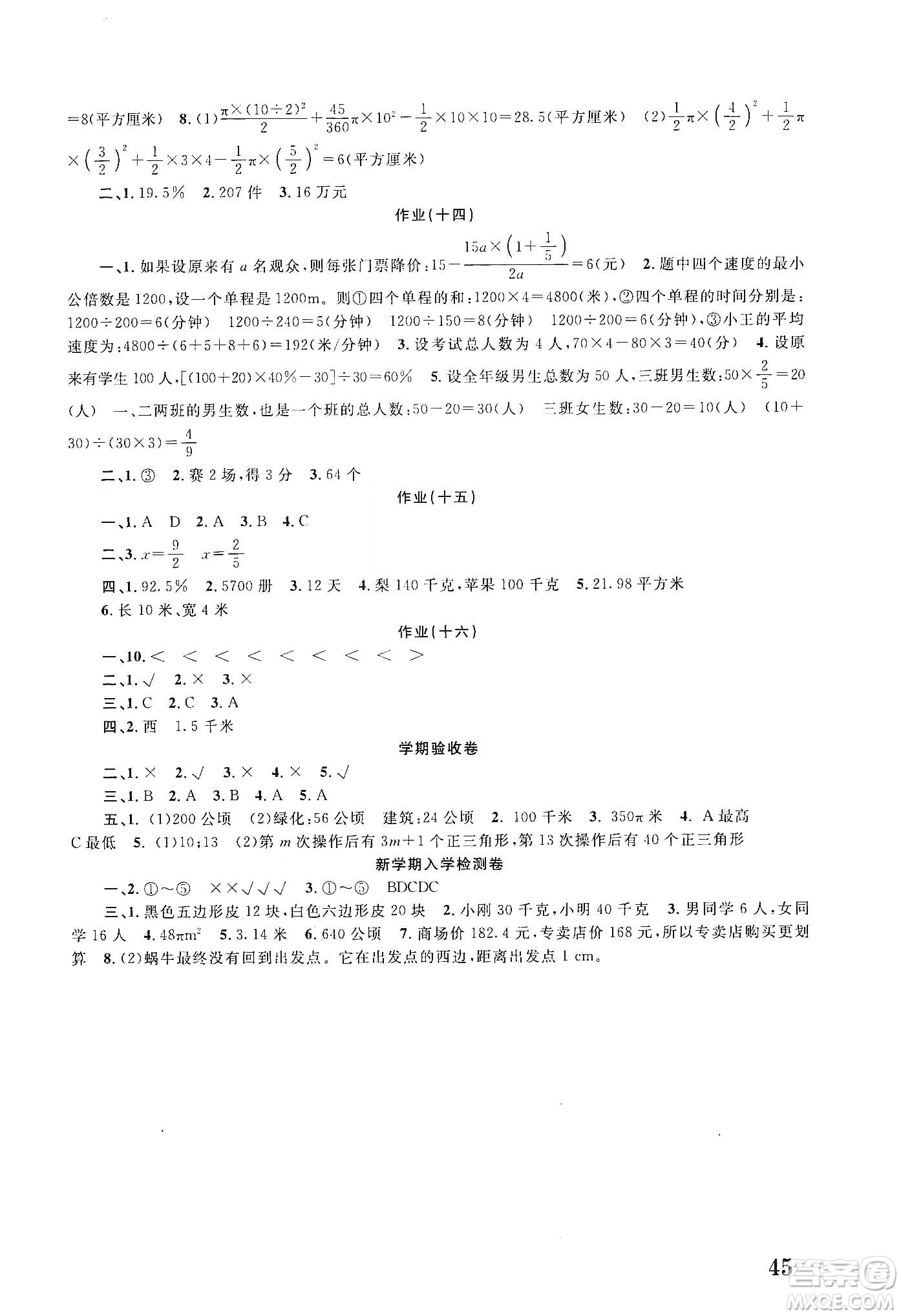 南京大學出版社2020學而優(yōu)寒假作業(yè)本培優(yōu)銜接六年級數學答案