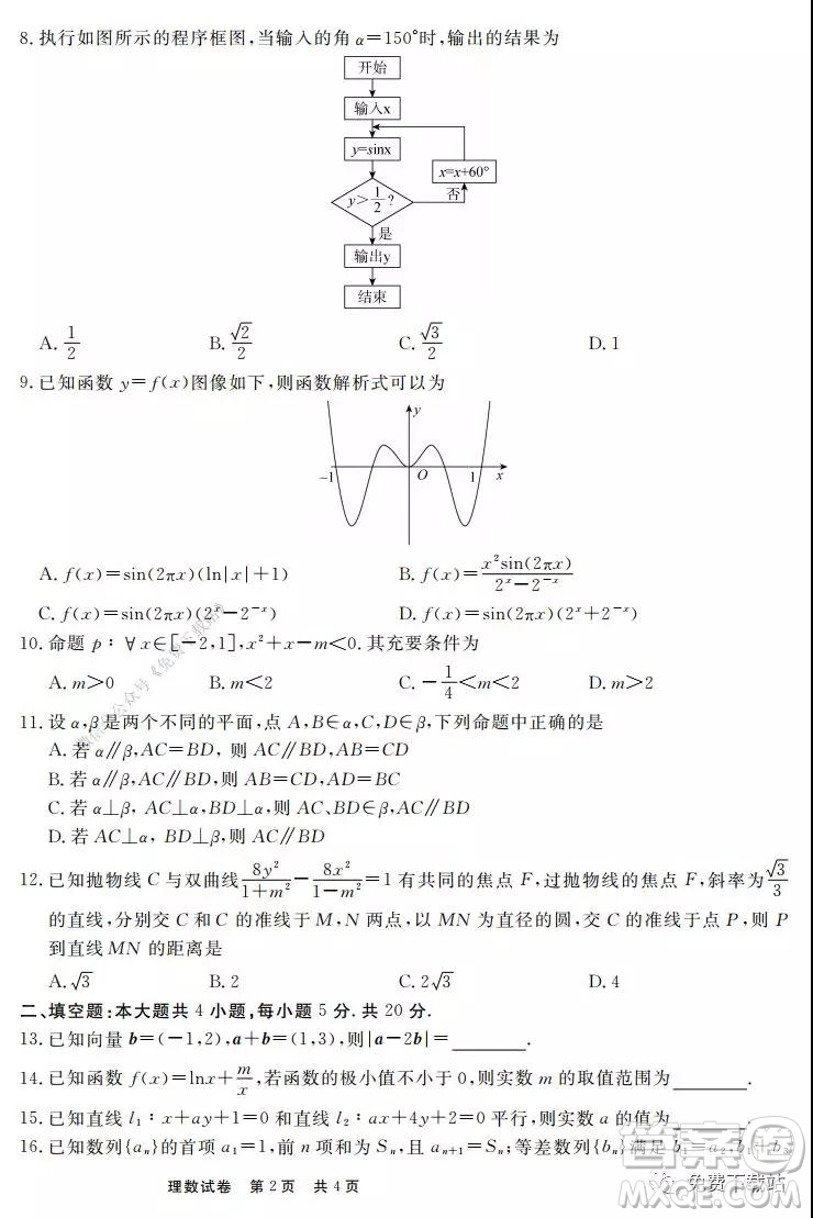 博雅聞道2019-2020年度第一次高中聯(lián)合質(zhì)量測(cè)評(píng)理數(shù)試題及答案