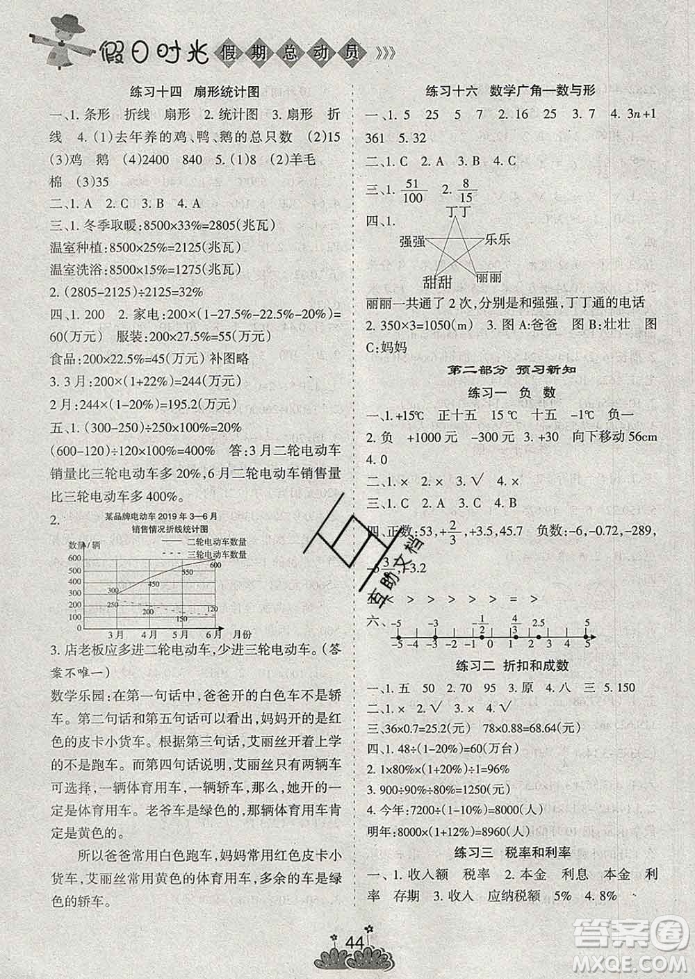 陽光出版社2020年假日時(shí)光假期總動(dòng)員寒假六年級(jí)數(shù)學(xué)人教版答案