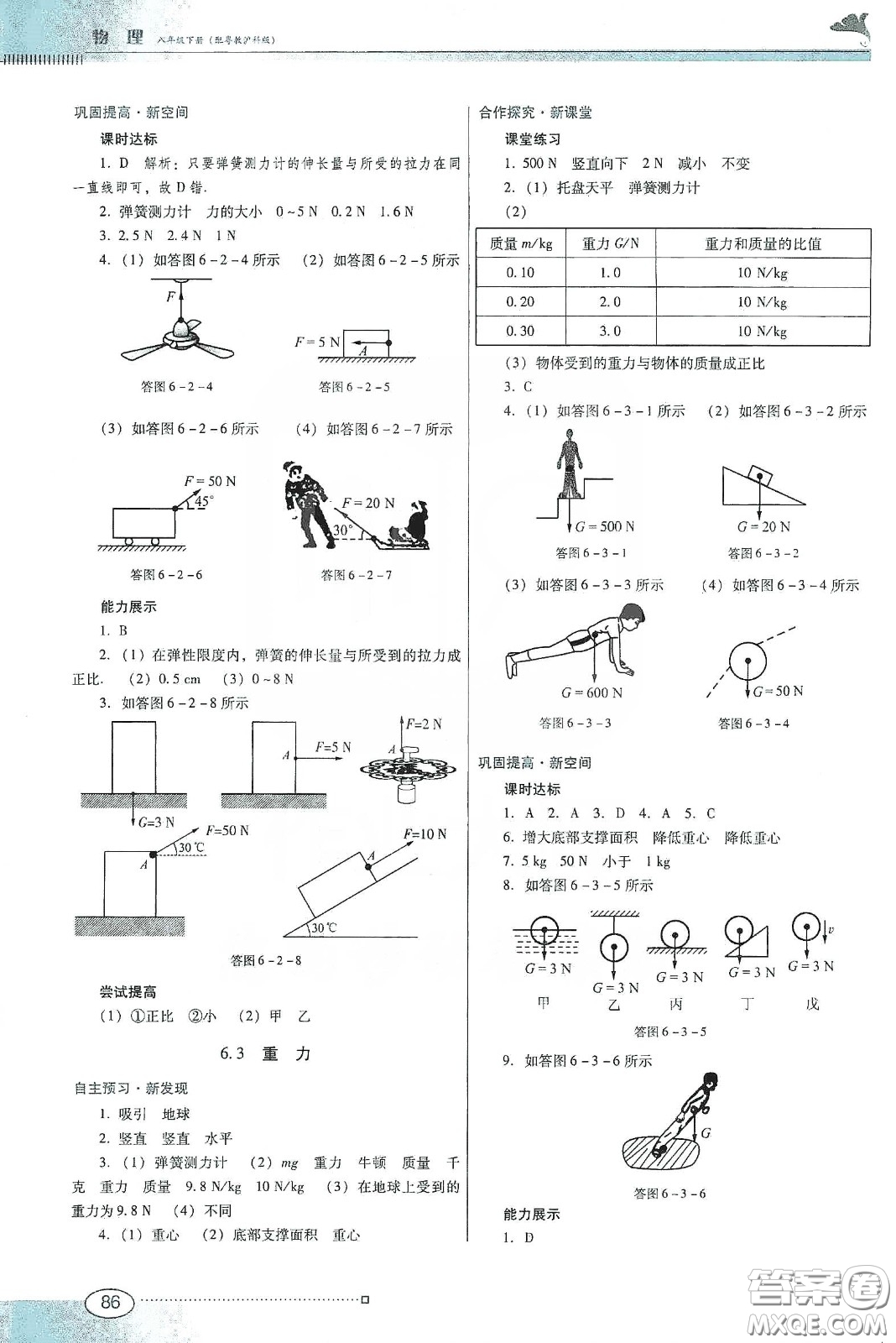 廣東教育出版社2020南方新課堂金牌學(xué)案八年級物理下冊粵教滬科版答案