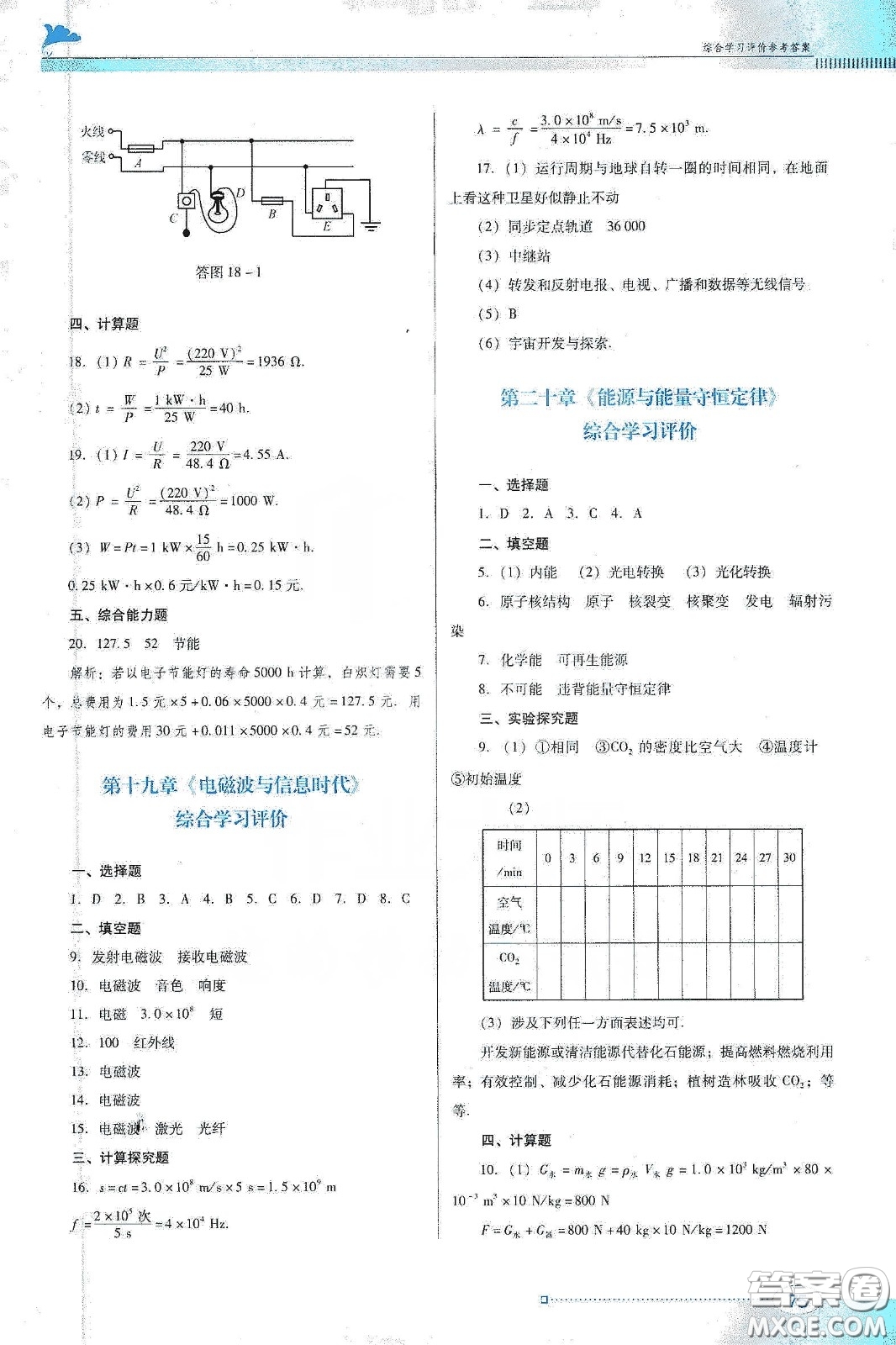 廣東教育出版社2020南方新課堂金牌學(xué)案九年級物理下冊粵教滬科版答案