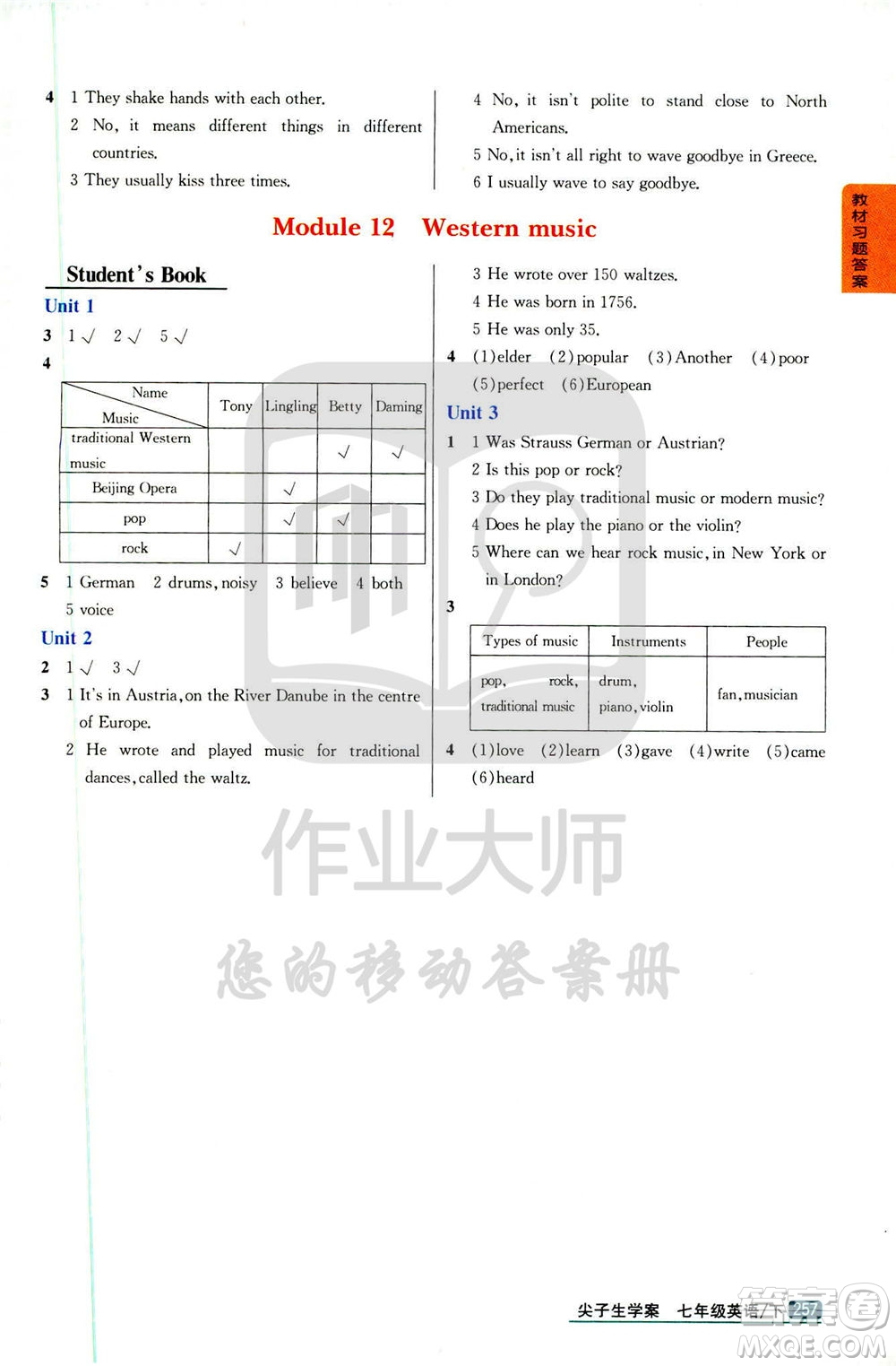 吉林人民出版社2020年尖子生學(xué)案七年級下冊英語新課標(biāo)外研版彩繪版參考答案