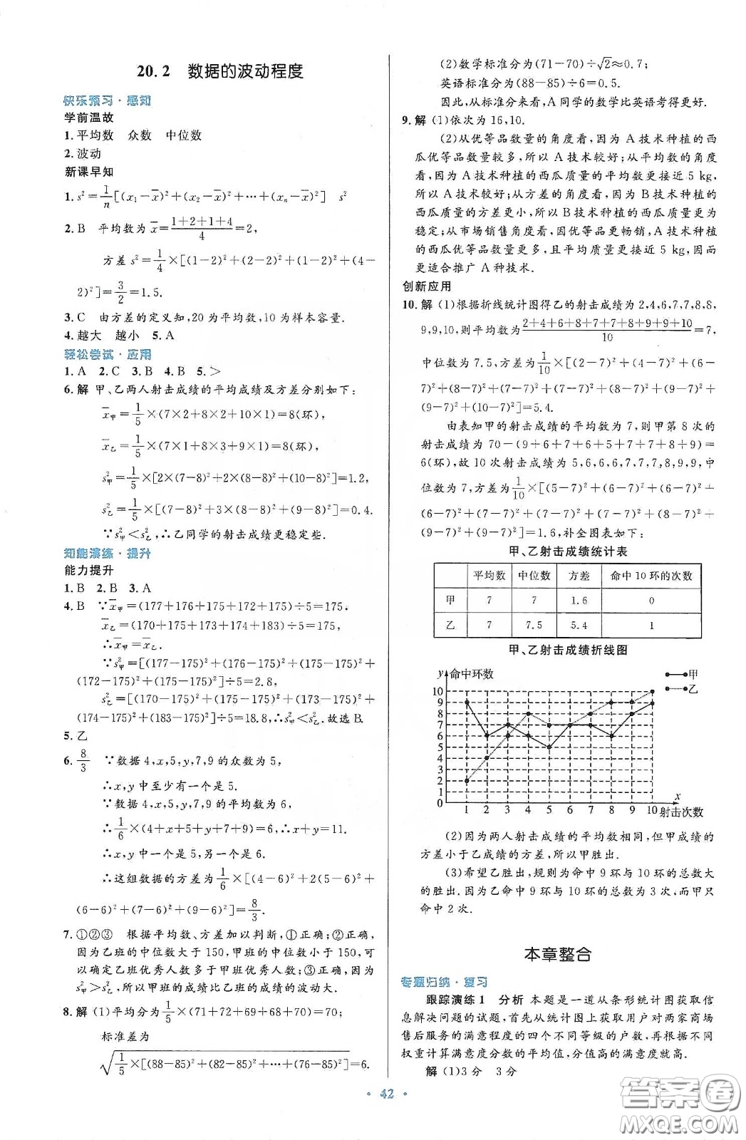 人民教育出版社2020初中同步測控優(yōu)化設(shè)計八年級數(shù)學下冊人教版答案