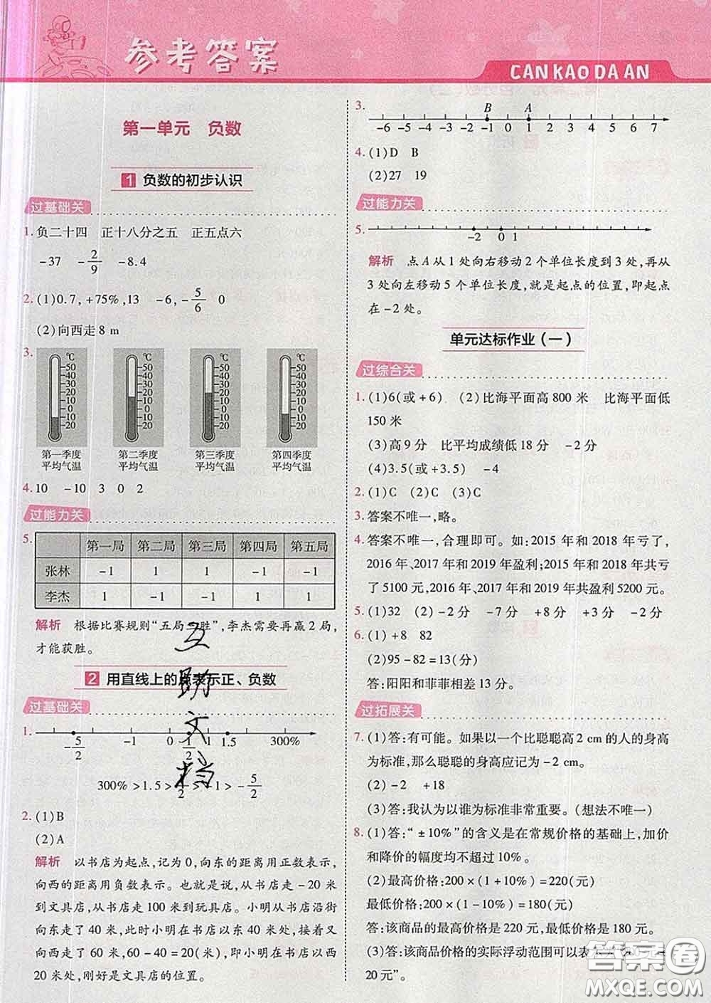 天星教育2020年一遍過小學(xué)數(shù)學(xué)六年級下冊人教版答案