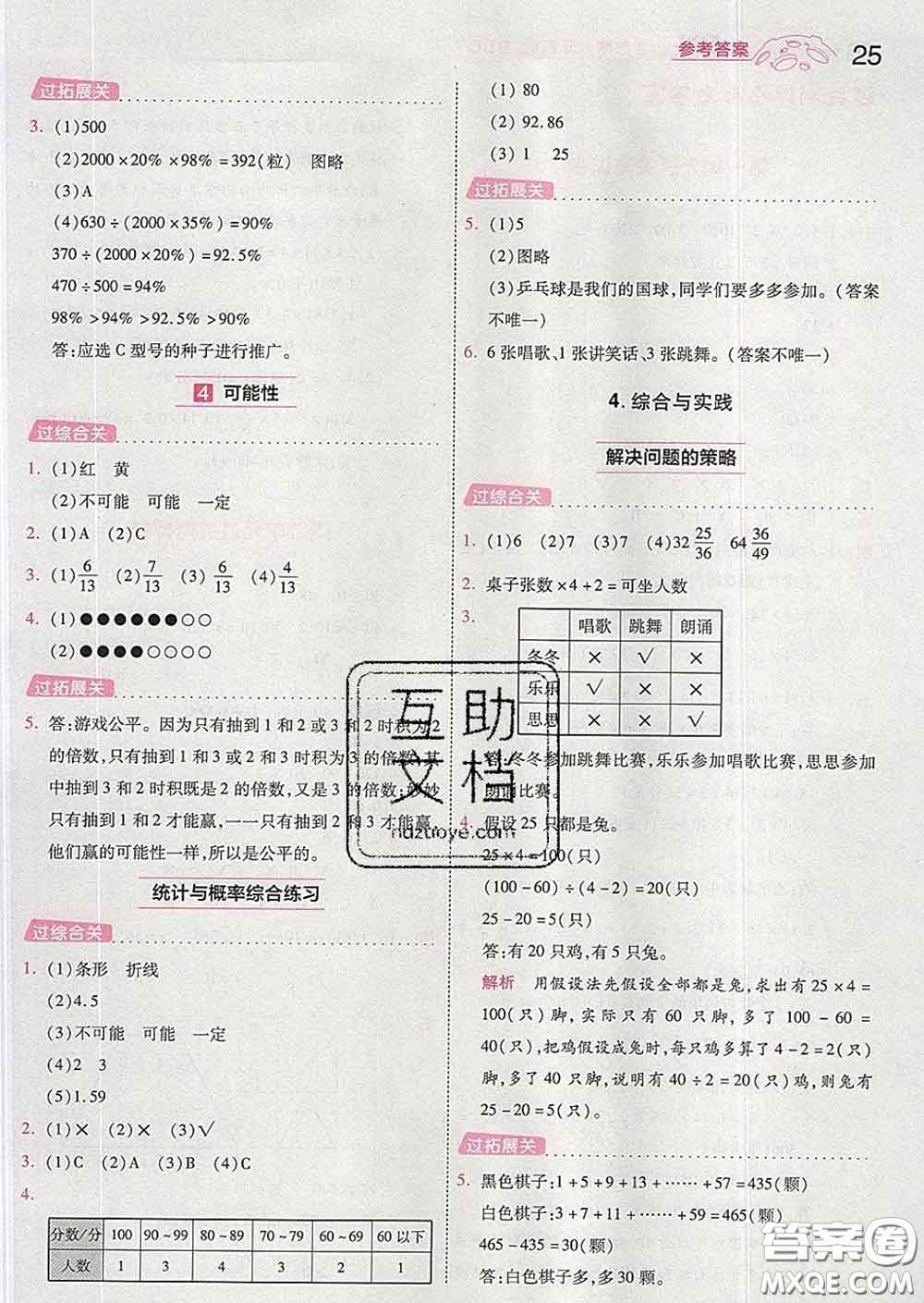 天星教育2020年一遍過小學(xué)數(shù)學(xué)六年級下冊北師版答案