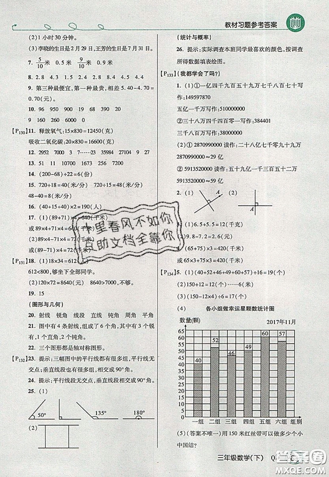 萬向思維2020年倍速學(xué)習(xí)法教材導(dǎo)學(xué)練三年級數(shù)學(xué)下五四制青島版參考答案