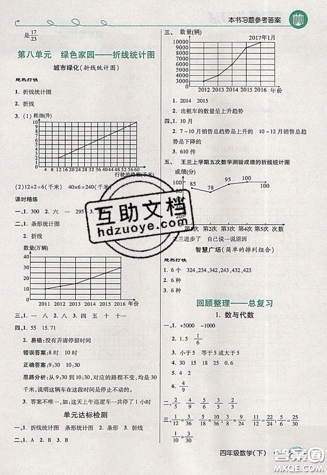 萬(wàn)向思維2020年倍速學(xué)習(xí)法教材導(dǎo)學(xué)練四年級(jí)數(shù)學(xué)下五四制青島版參考答案