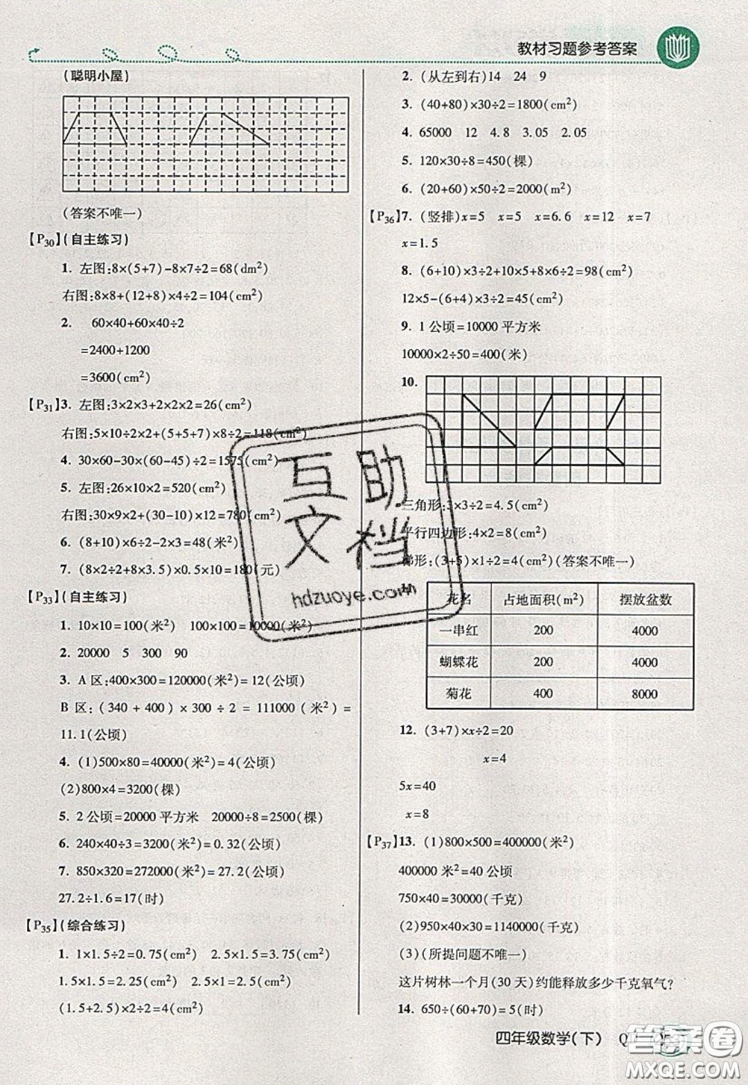 萬(wàn)向思維2020年倍速學(xué)習(xí)法教材導(dǎo)學(xué)練四年級(jí)數(shù)學(xué)下五四制青島版參考答案