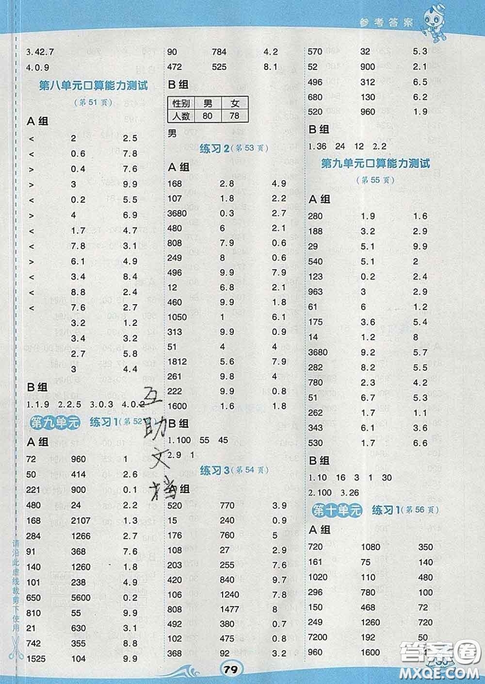 安徽教育出版社2020年星級口算天天練三年級數(shù)學下冊蘇教版答案