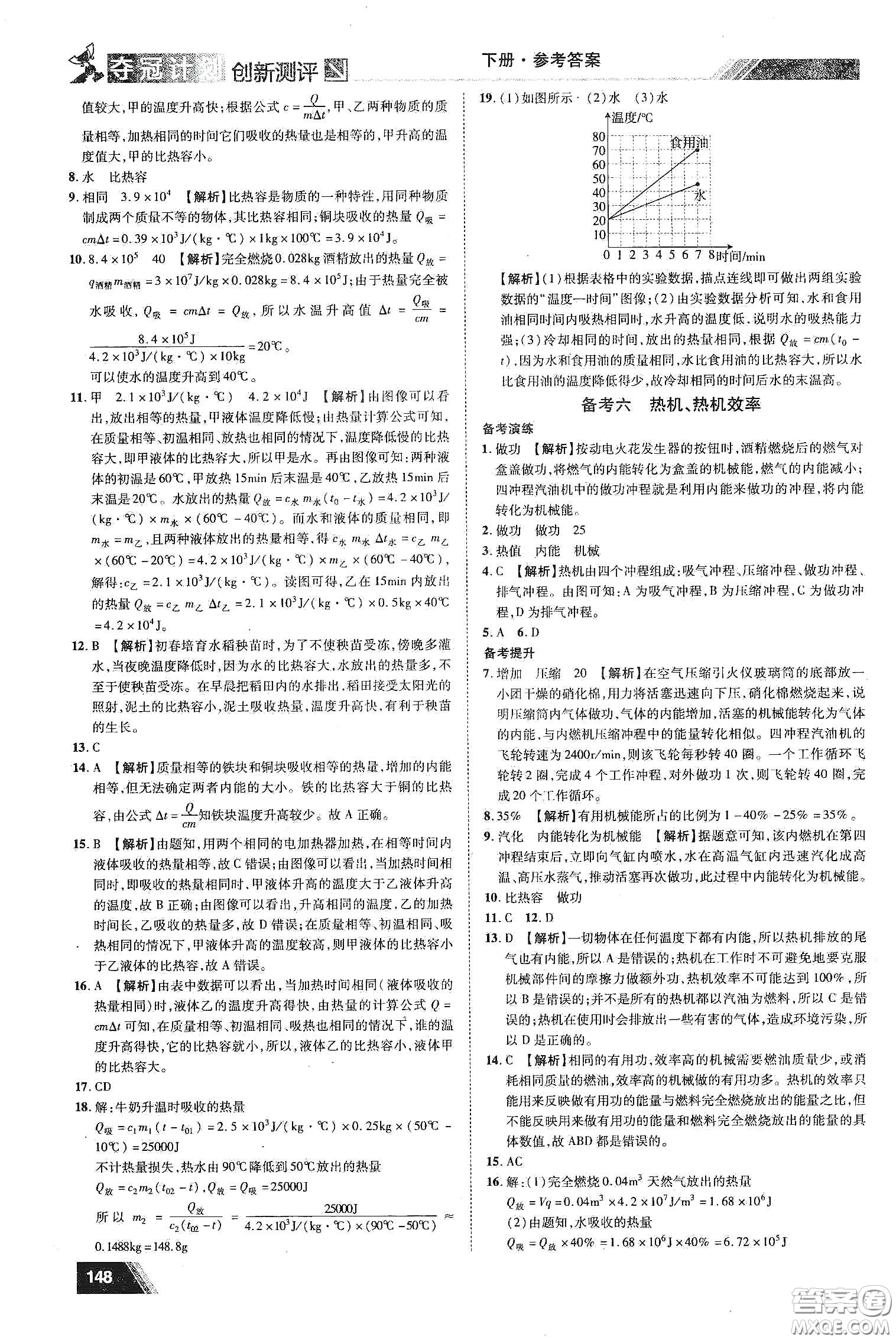 2020奪冠計劃初中創(chuàng)新測評九年級物理下冊HY版江西專版答案