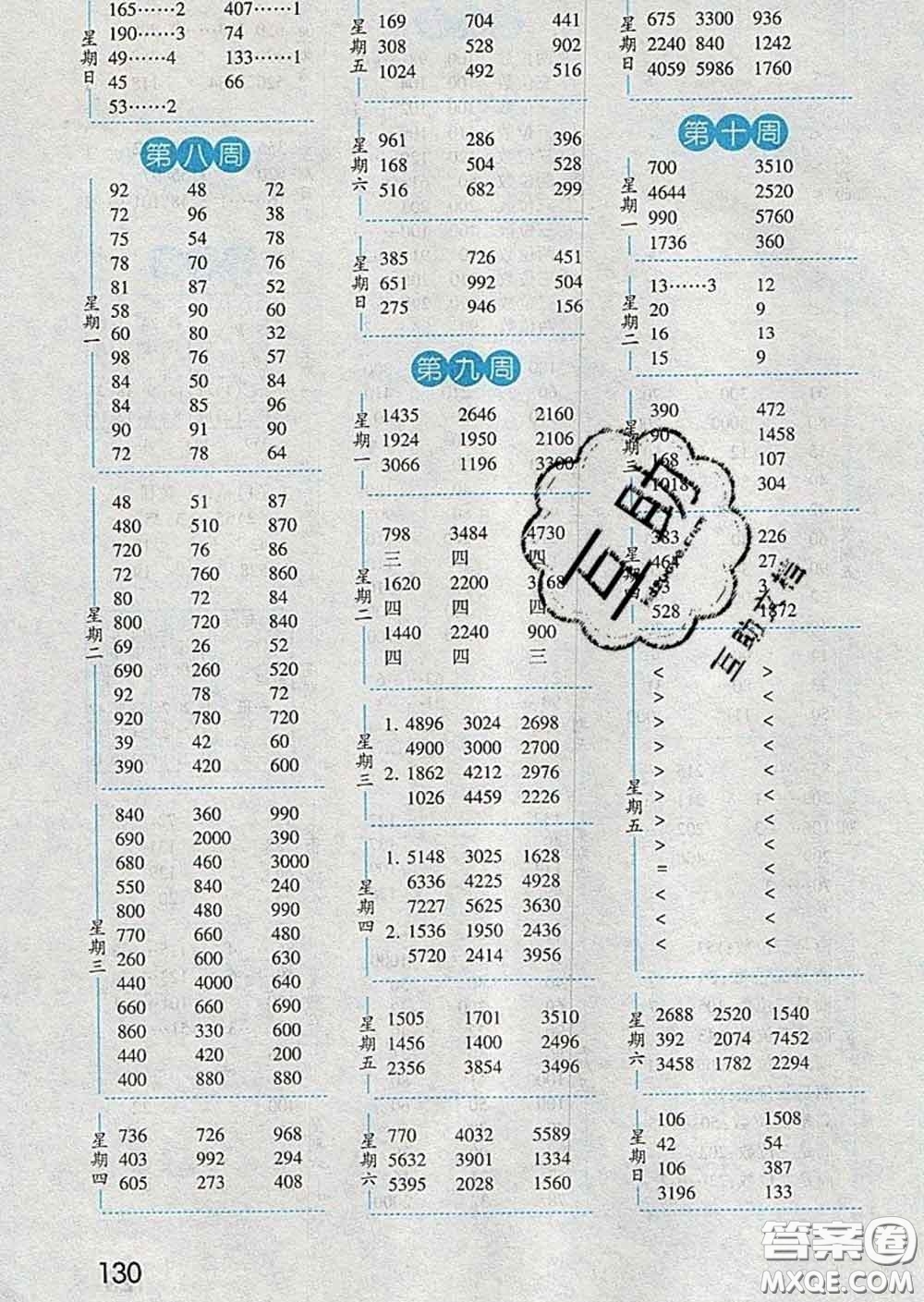 2020年經綸學典口算達人三年級數(shù)學下冊人教版答案