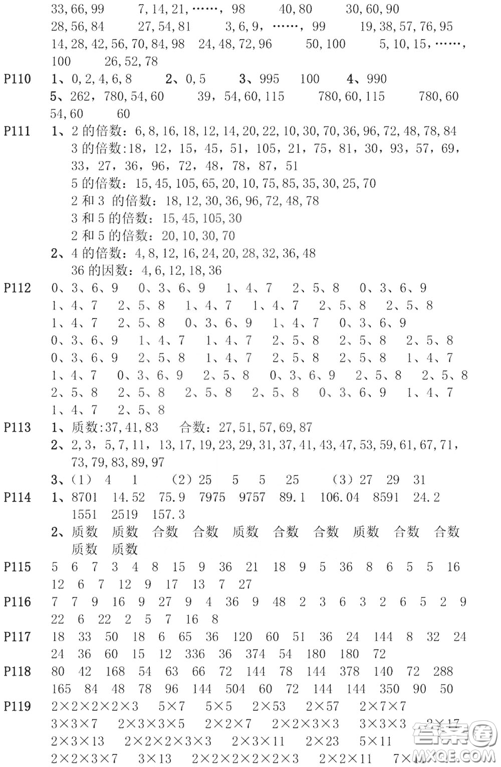 河海大學出版社2020年瘋狂口算小學數(shù)學口算題卡5年級參考答案