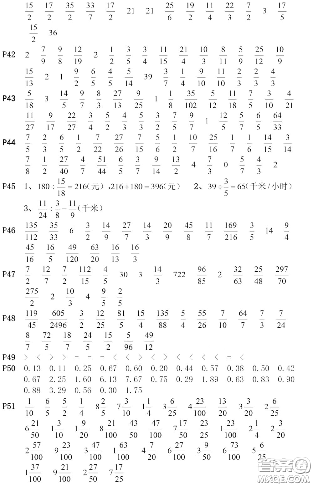 河海大學(xué)出版社2020年瘋狂口算小學(xué)數(shù)學(xué)口算題卡6年級(jí)參考答案