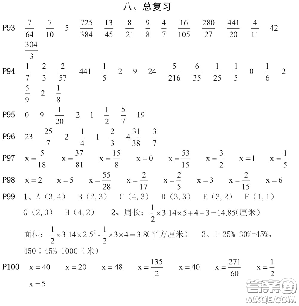 河海大學(xué)出版社2020年瘋狂口算小學(xué)數(shù)學(xué)口算題卡6年級(jí)參考答案