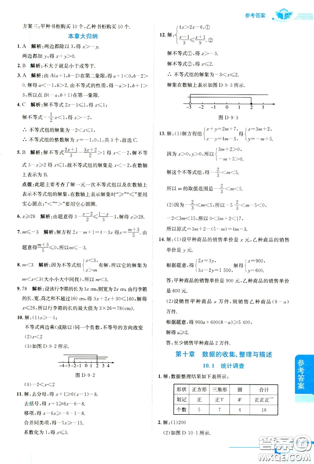 2020年中學(xué)教材全解七年級(jí)數(shù)學(xué)下RJ人教版參考答案