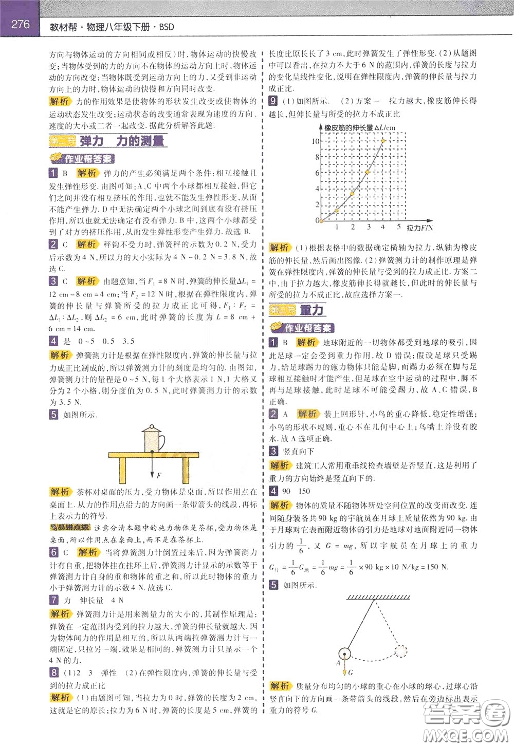 2020年教材幫初中物理八年級(jí)下冊(cè)BSD北師大版參考答案