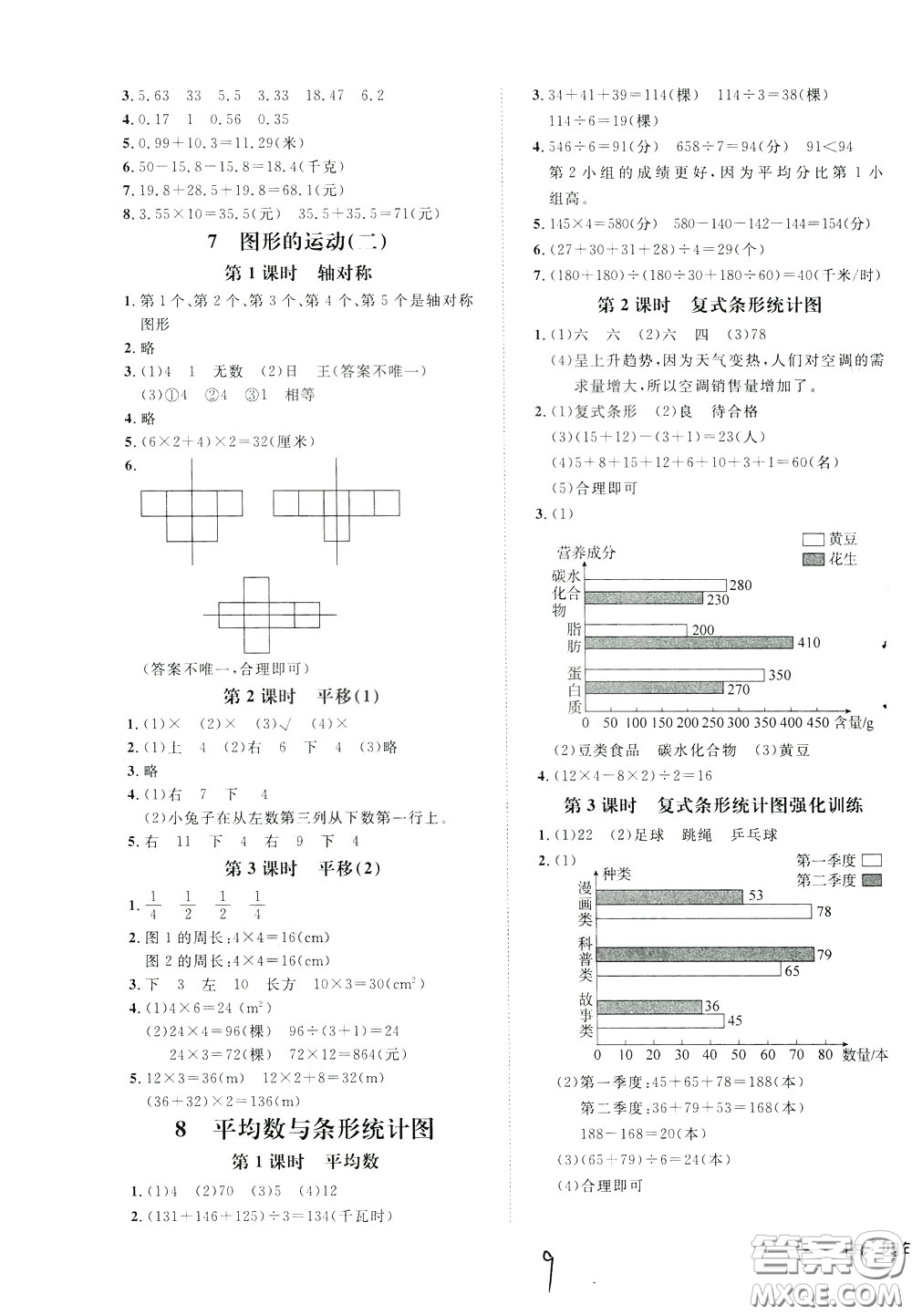 鐘書金牌2020年非常1+1一課一練四年級(jí)下冊(cè)數(shù)學(xué)R版人教版參考答案