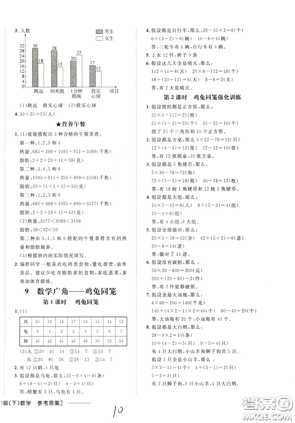 鐘書金牌2020年非常1+1一課一練四年級(jí)下冊(cè)數(shù)學(xué)R版人教版參考答案